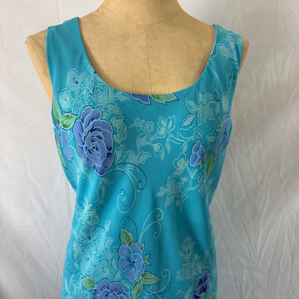 Vintage Y2K turquoise blue floral maxi dress size XL - Picture 3 of 7